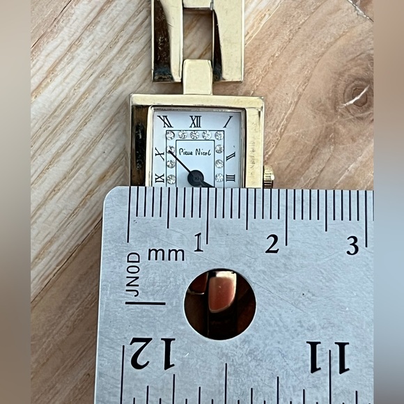 Pierre Nicol Ladies Watch Vintage Gold Geometric Bracelet White Rectangular Dial - Picture 8 of 9